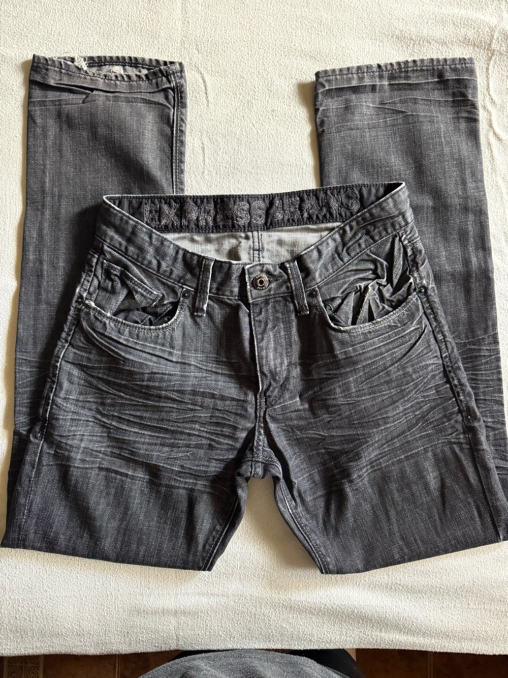 Men's Slim Straight Jeans in Washed Charcoal Gray